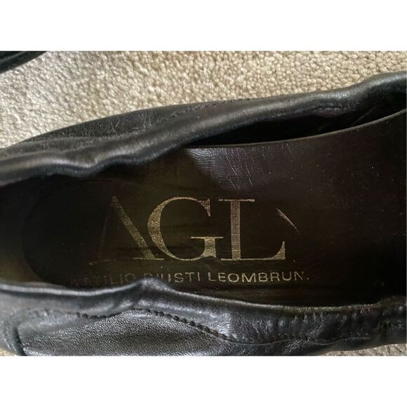 AGL Loafer 38 HORSEBIT Silver Buckle Patent Moc Toe Driving Slip On Italy - Picture 5 of 5